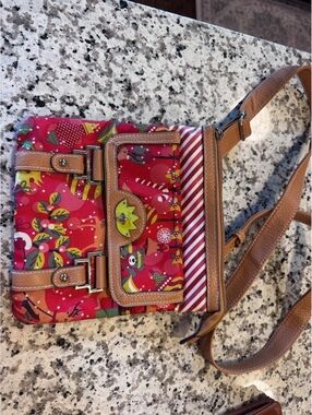Lily Bloom Christmas Holiday Crossbody Bag Gingerbread Candy Cane Red Purse